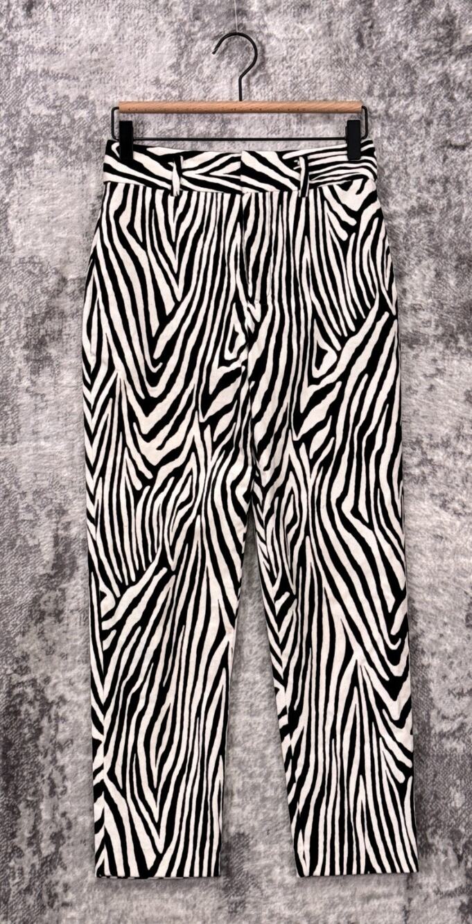 Frame Pants 0 Womens Zebra Print Velour Slim Cropped Leg